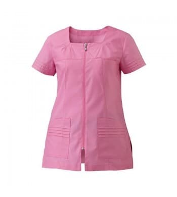 Tunique de service femme rose Rougevif, fermeture zippée et plis de poche