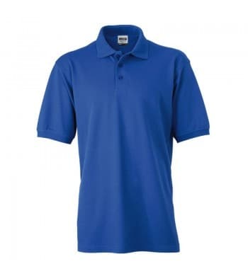 Polo piqué bleu roi Rougevif, col tricoté trois boutons
