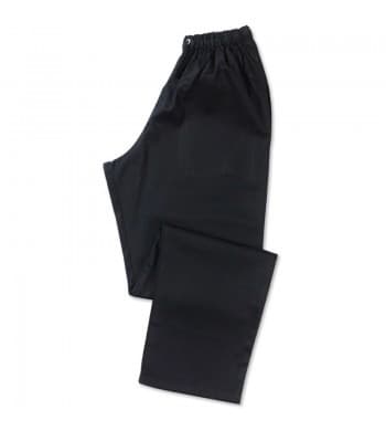 Pantalon de cuisine noir à taille élastiquée Rougevif, plié à plat