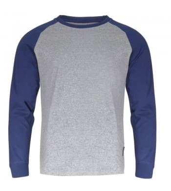 T-shirt manches longues bicolore gris chiné et marine Rougevif